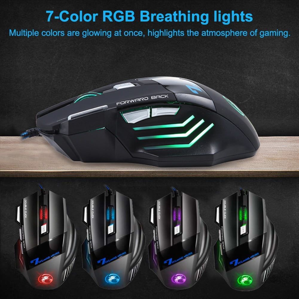 Ergonomic Wired Gaming Mouse LED 5500 DPI USB Computer Mouse